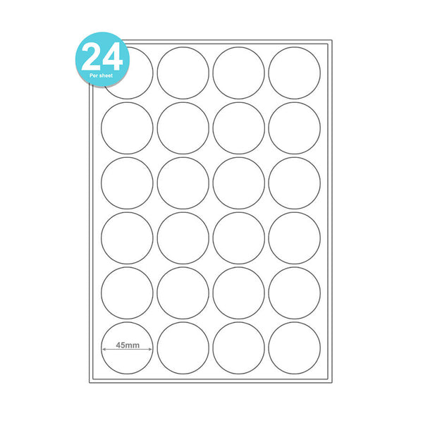 24 Round Labels Per A4 Sheet Printable Sticker Paper