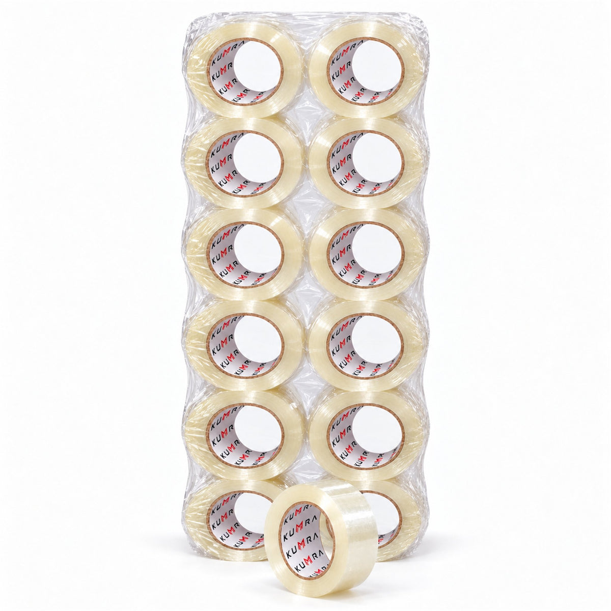 KUMRA Clear Packing Tape 24mm x 66m - pack of rolls, shrink-wrapped
