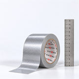 KUMRA Silver Cloth Duct Tape 48mm x 25m - close-up with ruler for size