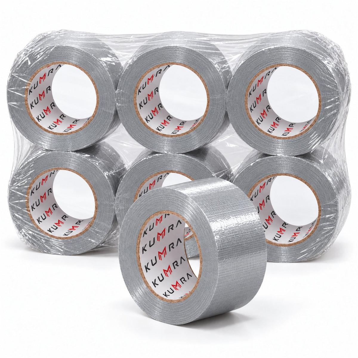 KUMRA Silver Cloth Duct Tape 48mm x 25m - pack of rolls, shrink-wrapped