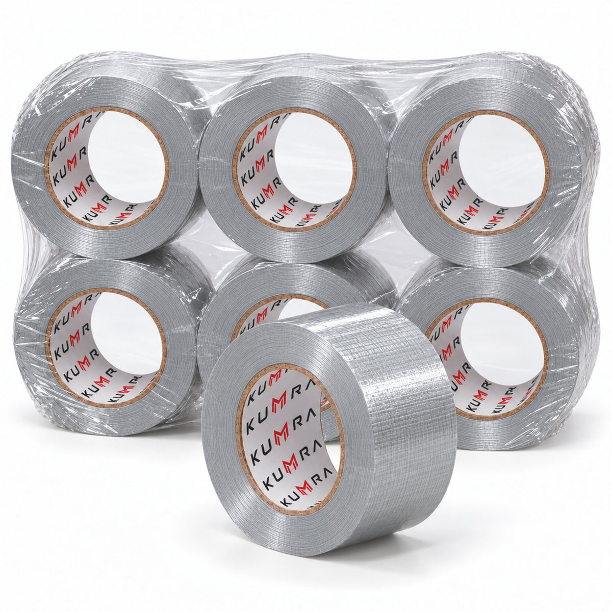 KUMRA Silver Cloth Duct Tape 48mm x 45m - pack of rolls, shrink-wrapped