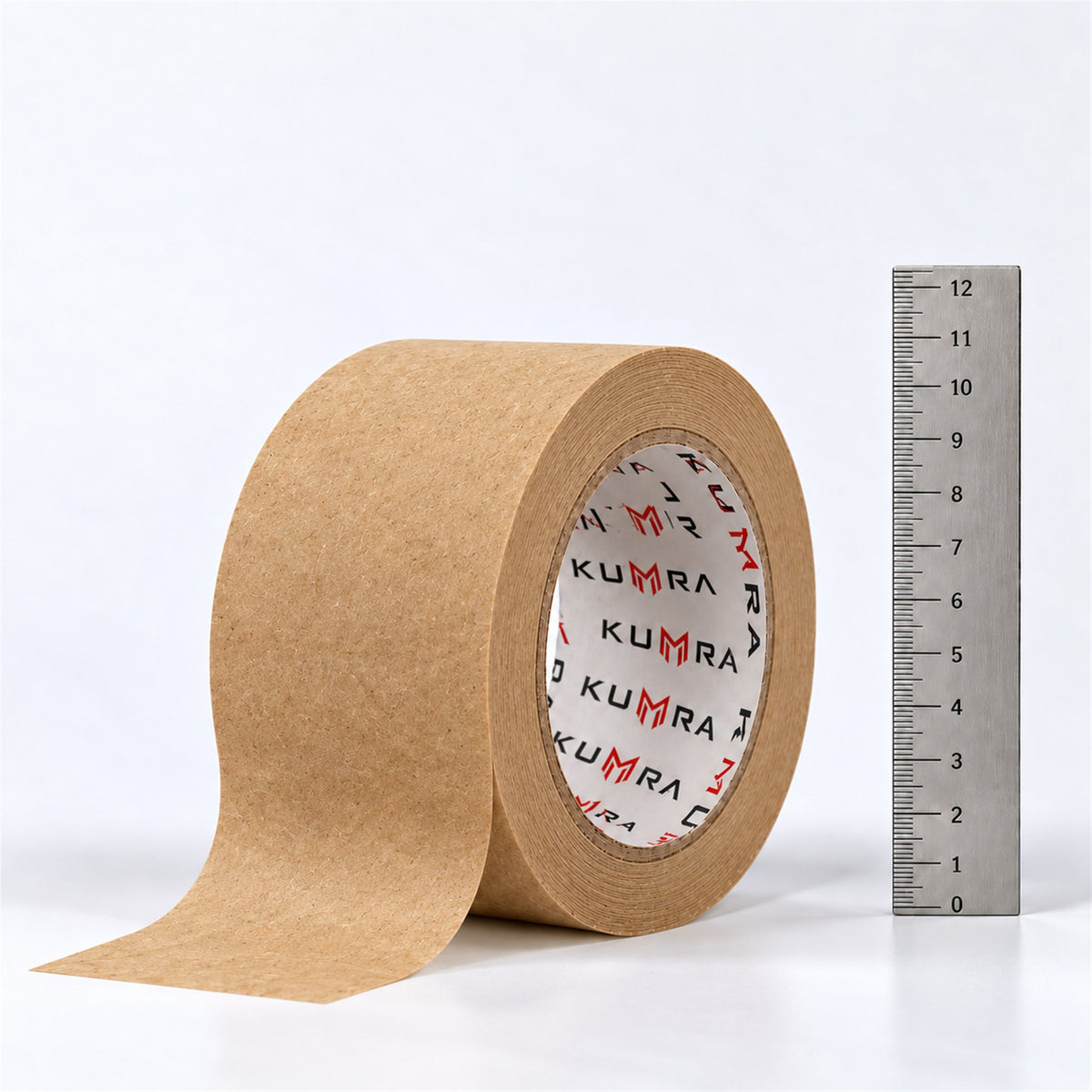KUMRA Kraft Paper Tape 48mm x 50m - close-up with ruler for size