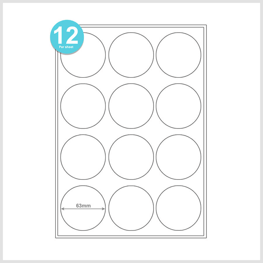 12 Round Labels A4 sheet