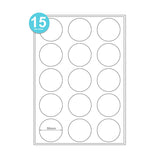 15 Round Labels Per A4 Sheet Sticker Paper