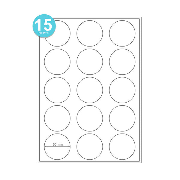 15 Round Labels Per A4 Sheet Sticker Paper