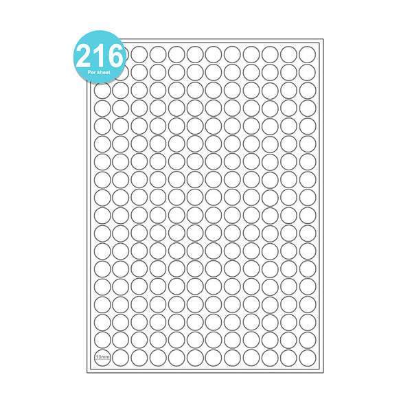 216 Round Labels Per A4 Sheet Sticker Paper