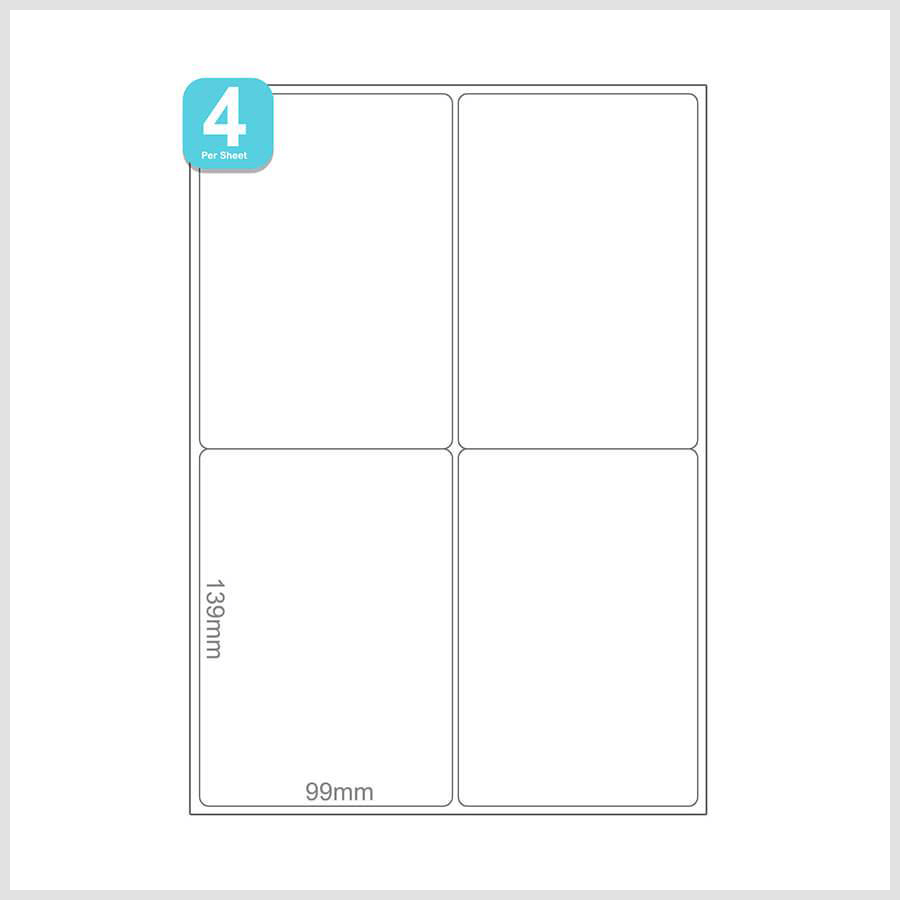 A4 Labels 4 Per Sheet