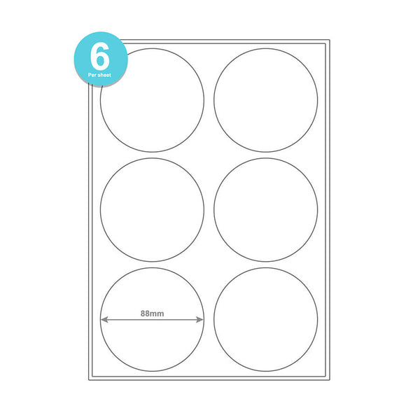 6 Round Labels Per A4 Sheet Label Stickers