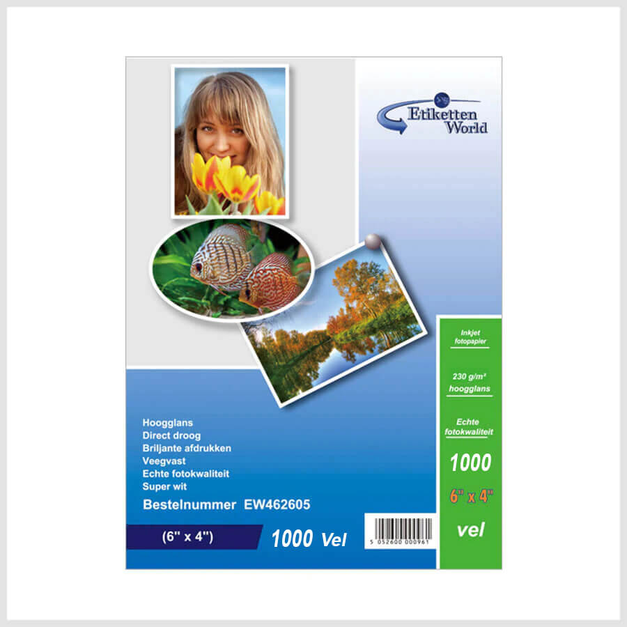 Etiketten World 6" x 4" Glossy Photo paper heavy weight 230 & 260 GSM