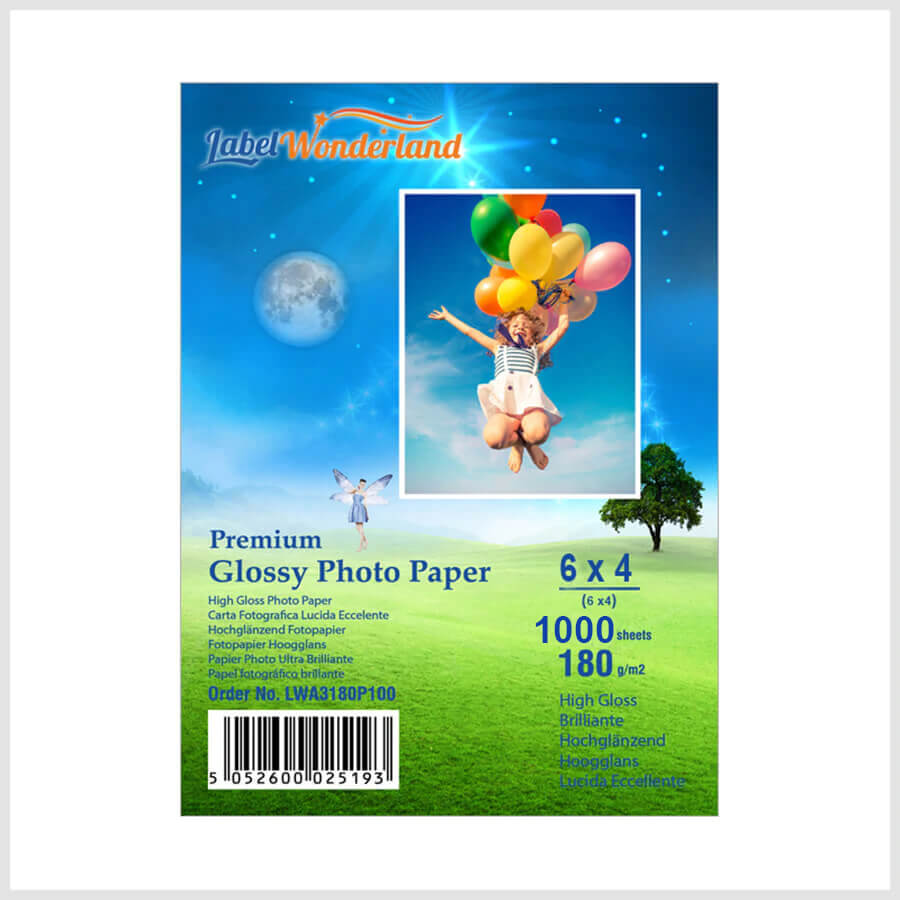 Label Wonderland 6" x 4" Glossy Photo Quality Paper 180 GSM single sided