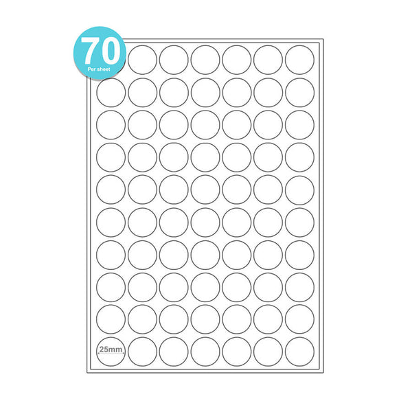 70 Round Labels Per A4 Sheet Printable Sticker Paper