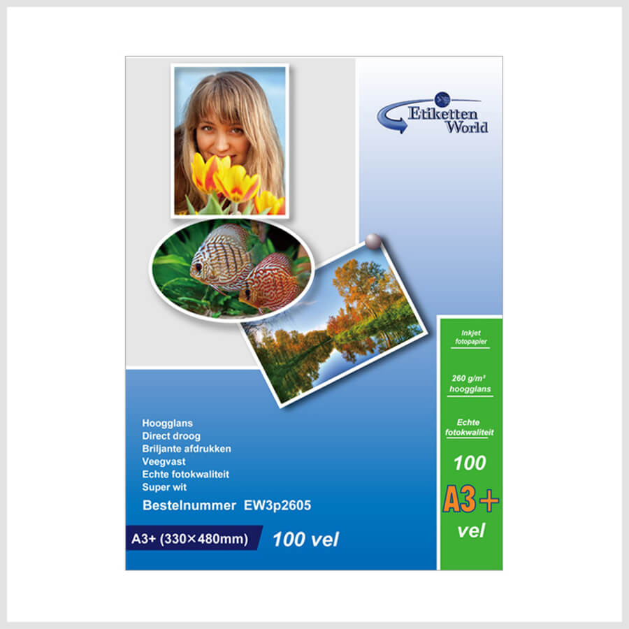 Etiketten World A3+ Glossy Inkjet Photo Paper heavy weight 230 & 260 GSM