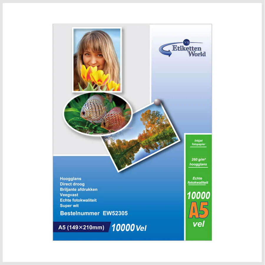 Etiketten World A5 Budget Inkjet Photo paper heavy weight 230 & 260 GSM