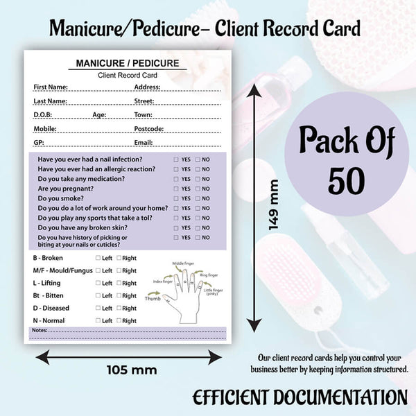Manicure & Pedicure Client Record Card