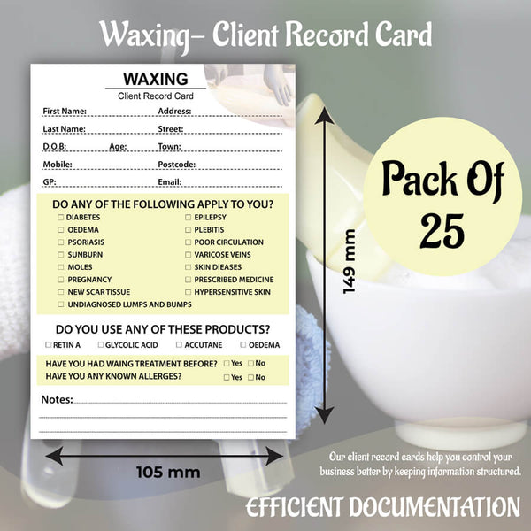 Waxing Care Client Record Cards