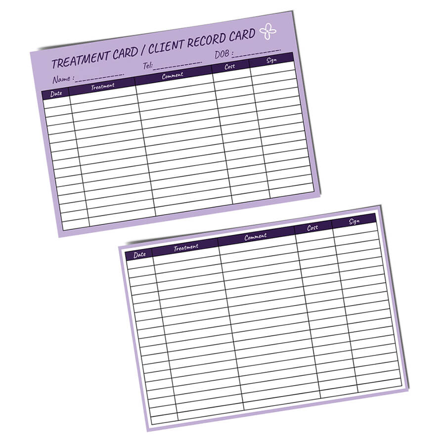 Treatment Card - A5/Client Record/Client Record Cards/Cards/Generic ...
