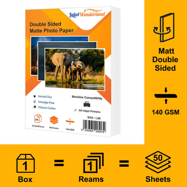 A4 Inkjet Double Sided Matte Photo Paper 140 GSM