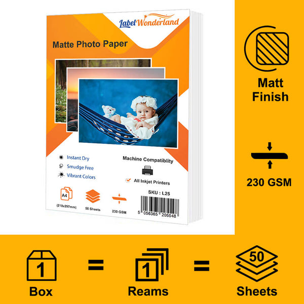 A4 Inkjet Matte Photo Paper 230 GSM