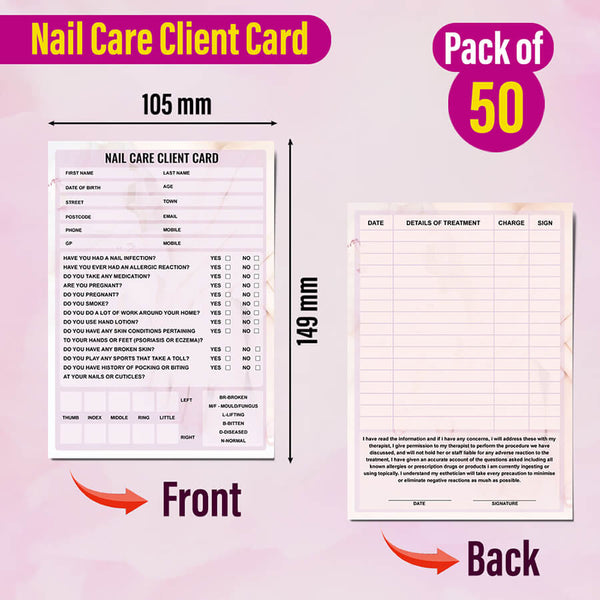 Nail Care Client Record Cards