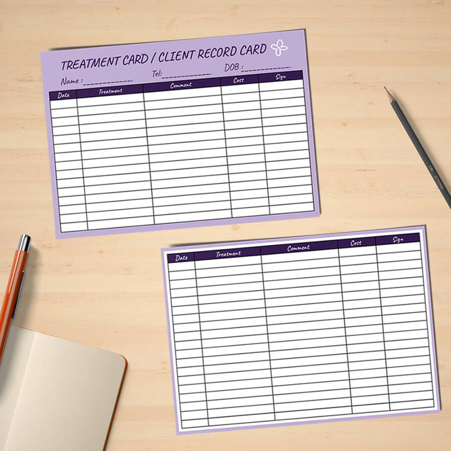Treatment Card - A5/Client Record/Client Record Cards/Cards/Generic ...